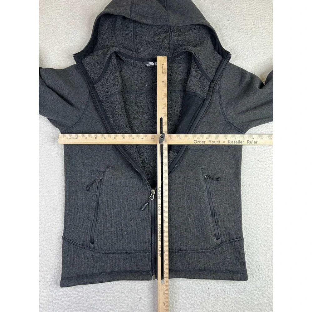 The North Face Jacket Mens Small Gray Gordon Lyons Hooded Fleece Full Zip